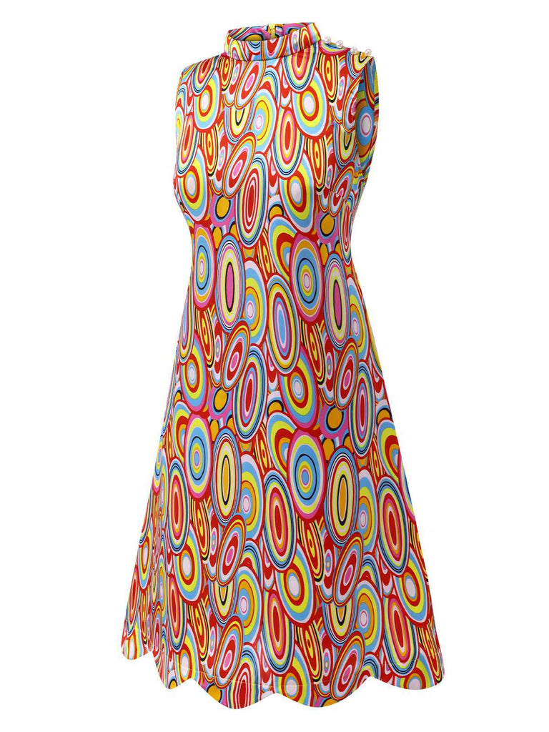 [Prévente] Robe trapèze sans manches multicolore style Pop Art des années 1960