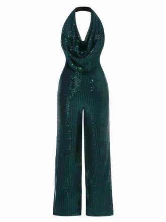 Combinaison à paillettes à licou unie années 1930