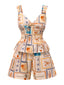 2PCS Haut et short multicolores motifs de vie marine des années 1940
