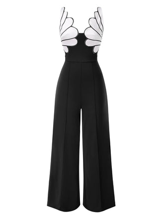 Combinaison fleur patchwork à bretelles et col en V années 1930