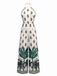 Combinaison verte licou à motif palmiers des années 1930