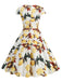 Robe Jaune motif citron surplombante col V des années 1950