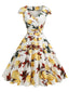 Robe Jaune motif citron surplombante col V des années 1950