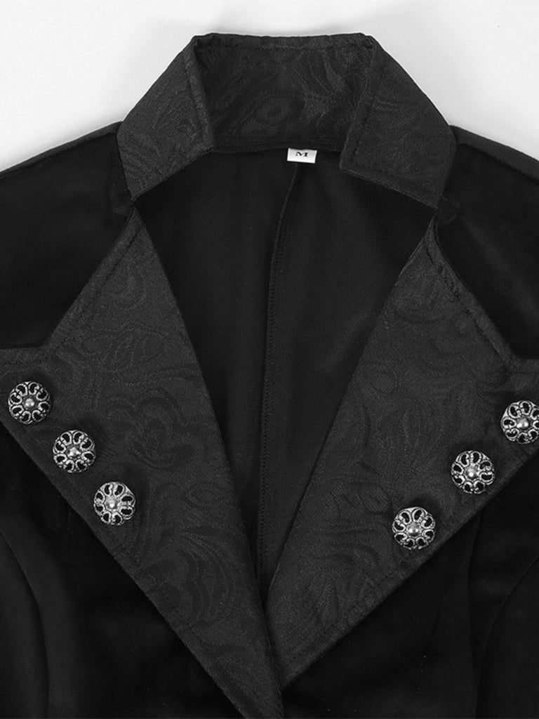 Manteau noire gothique en dentelle à manches cloche années 1950