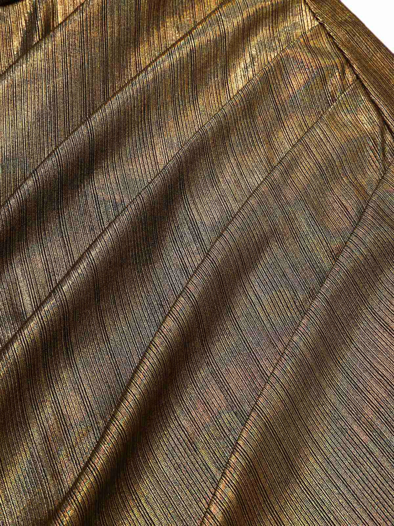 [Prévente] Robe moulante dos nu croisé dorée réfléchissante années 1970