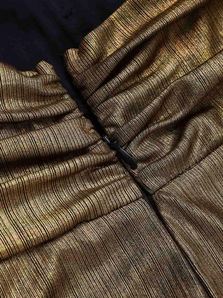 [Prévente] Robe moulante dos nu croisé dorée réfléchissante années 1970