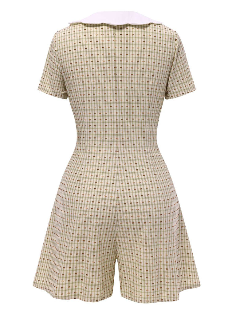 [Prévente] Combishort en coton beige à col pétale des années 1940