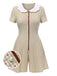[Prévente] Combishort en coton beige à col pétale des années 1940