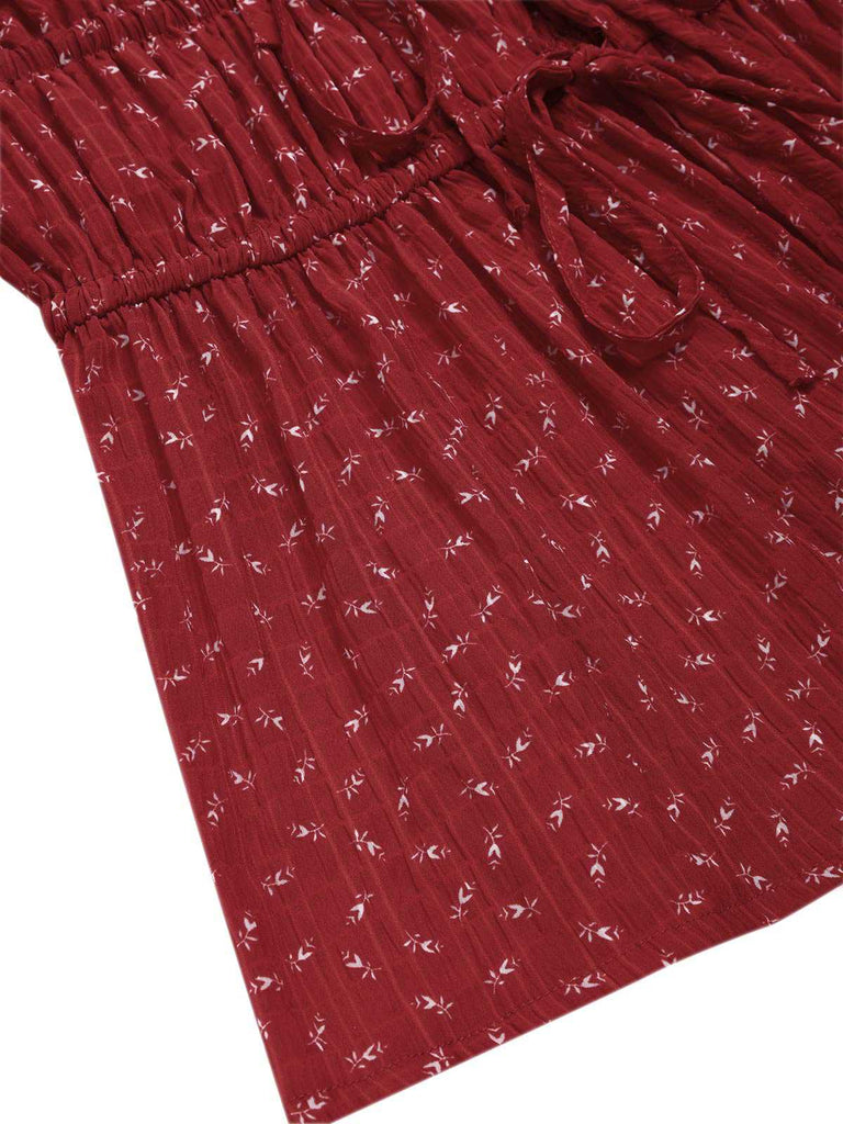 [Prévente] Haut dos nu à lacets floraux rouge des années 1950