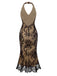 [Prévente] Robe sirène dos nu en dentelle brodée noire des années 1930