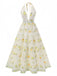 Robe jaune Citron dos nu col V profond des années 1930