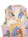 Robe col échancré motifs floraux timbres multicolores des années 1960