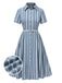 [Prévente] Robe chemise bleue à motifs en dentelle des années 1950