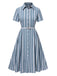 [Prévente] Robe chemise bleue à motifs en dentelle des années 1950