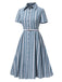 [Prévente] Robe chemise bleue à motifs en dentelle des années 1950