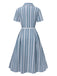 [Prévente] Robe chemise bleue à motifs en dentelle des années 1950