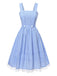 [Prévente] Robe bleue en coton à carreaux et dentelle années 1950