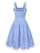 [Prévente] Robe bleue en coton à carreaux et dentelle années 1950