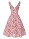 [Prévente] Robe fleurie en mousseline multicolore à volants col en cœur années 1950