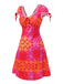 [Prévente] Robe rose fleurs psychédéliques avec bordure en crochet années 1960