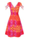 [Prévente] Robe rose fleurs psychédéliques avec bordure en crochet années 1960