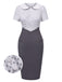 [Prévente] Robe moulante Col Claudine pois grise boutonnée des années 1960