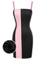 [Prévente] Robe moulante bandeau colorblock noire et rose des années 1960