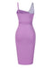 [Prévente] Robe moulante violette en coton à paillettes fronces années 1960