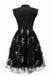 [Prévente] Robe noire en maille brodée de fleurs à col cravate des années 1950