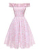 [Prévente] Robe rose à volants épaules dénudées années 1950