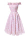 [Prévente] Robe rose à volants épaules dénudées années 1950