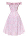 [Prévente] Robe rose à volants épaules dénudées années 1950