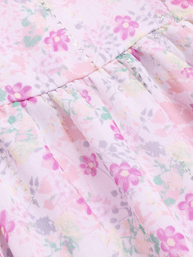 [Prévente] Robe rose à volants épaules dénudées années 1950