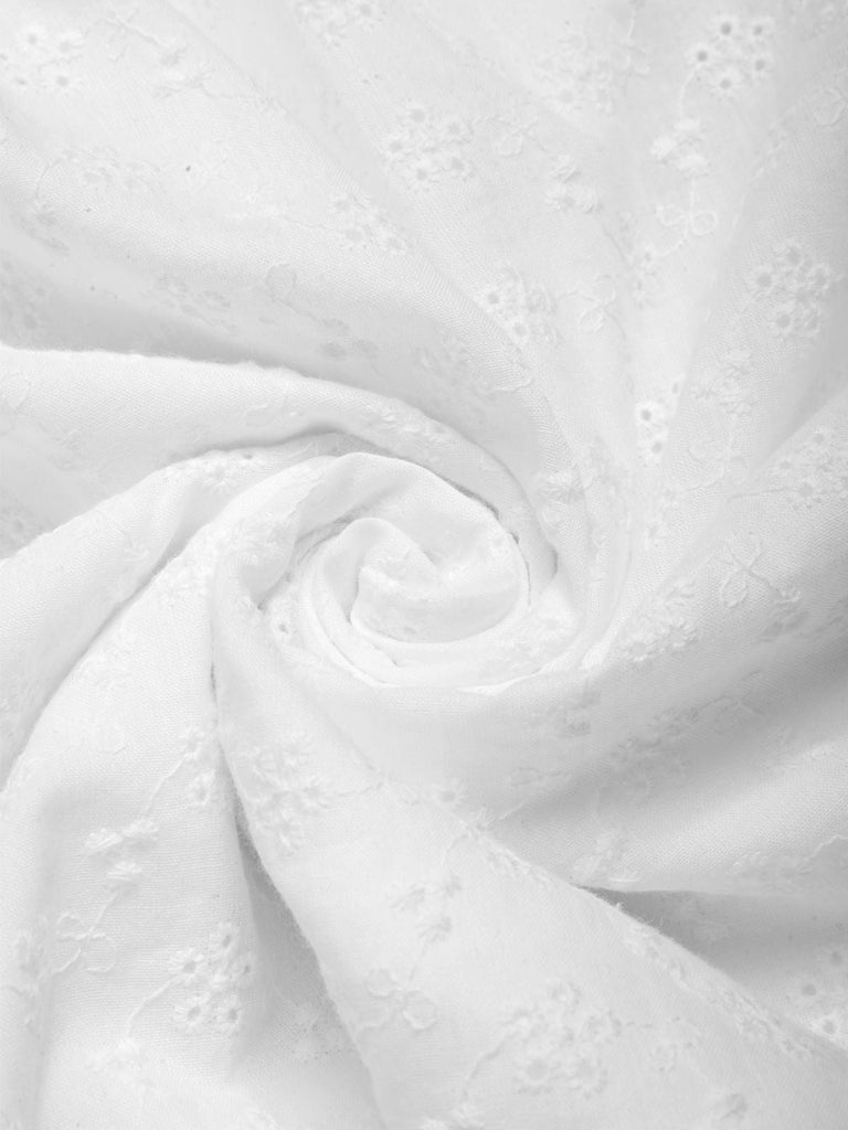 [Pré-vente] Robe blanche en coton de dentelle brodée années 1940