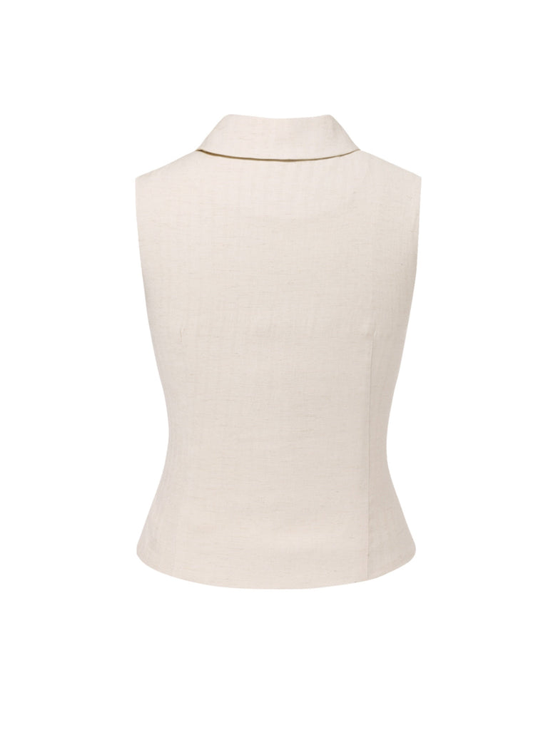 [Prévente] 2PCS Gilet col châle couleur crème et jupe plissée années 1950
