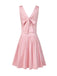[Prévente] Robe rose satin col carré et nœud années 1920