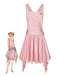 [Prévente] Robe rose satin col carré et nœud années 1920