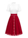 [Prévente] Robe patchwork en mousseline de soie à pois rouges et blancs années 1940