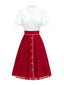 [Prévente] Robe patchwork en mousseline de soie à pois rouges et blancs années 1940