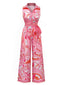 Combinaison bohème rose à revers et ceinture des années 1930