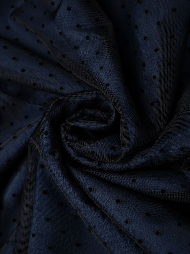 [Prévente] Robe bleue en denim à pois et maille années 1950