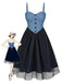 [Prévente] Robe bleue en denim à pois et maille années 1950