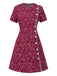 [Prévente] Robe rouge coton à col incliné géométrique années 1960