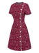 [Prévente] Robe rouge coton à col incliné géométrique années 1960