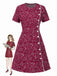 [Prévente] Robe rouge coton à col incliné géométrique années 1960