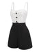 [Prévente] Combishort blanche et noire coton à bretelles années 1950