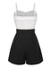 [Prévente] Combishort blanche et noire coton à bretelles années 1950