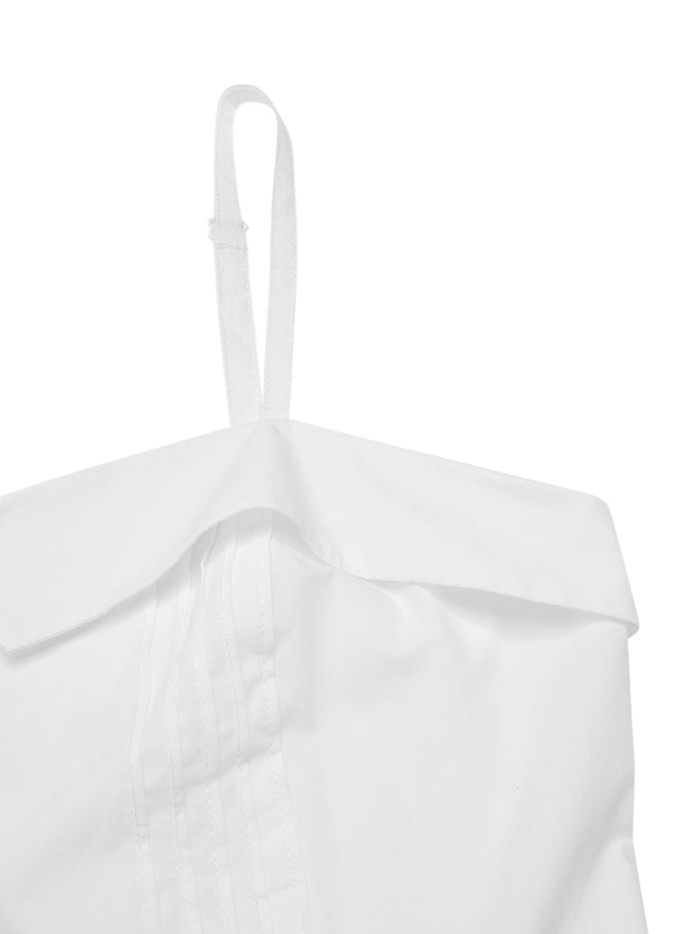 [Prévente] Combishort blanche et noire coton à bretelles années 1950