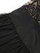 Robe trapèze noire fleurie en dentelle et maille années 1950