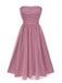 Robe bandeau en maille froncée unie rose foncé des années 1950
